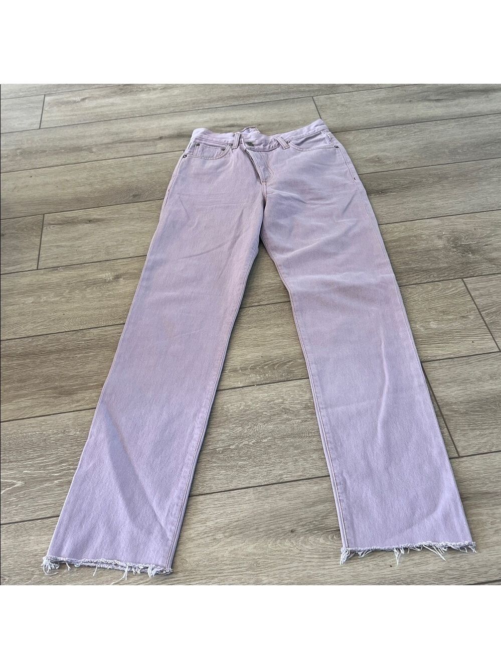 Agolde Lavender cross cross asymmetrical waist Straight Leg Jeans size 24 - Picture 3 of 11